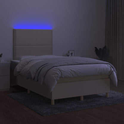 Boxspring met matras en LED stof crèmekleurig 120x190 cm