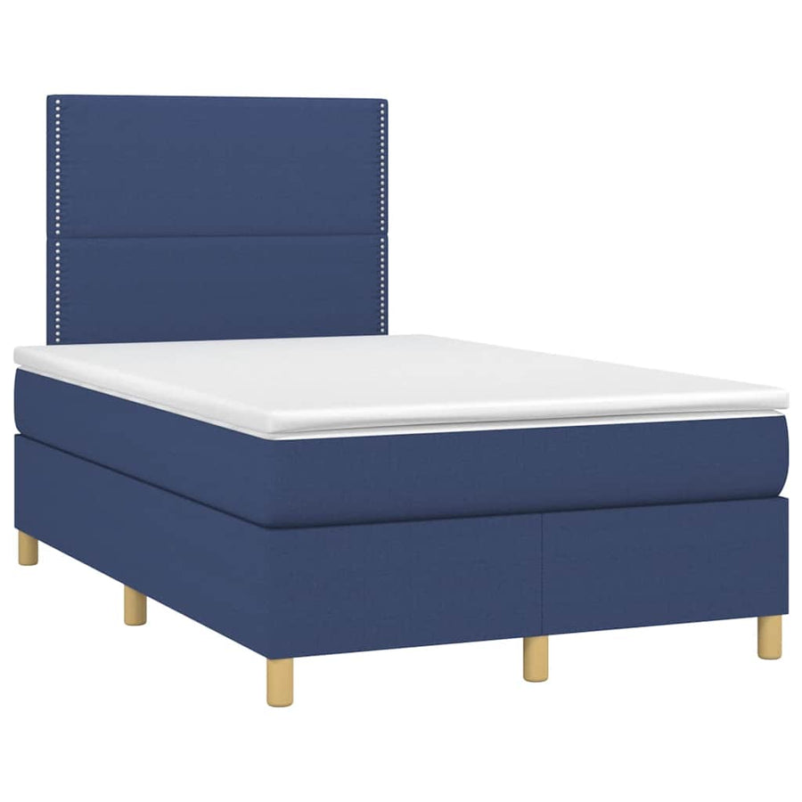 Boxspring Met Matras En Led Stof 120 x 190 cm Blauw