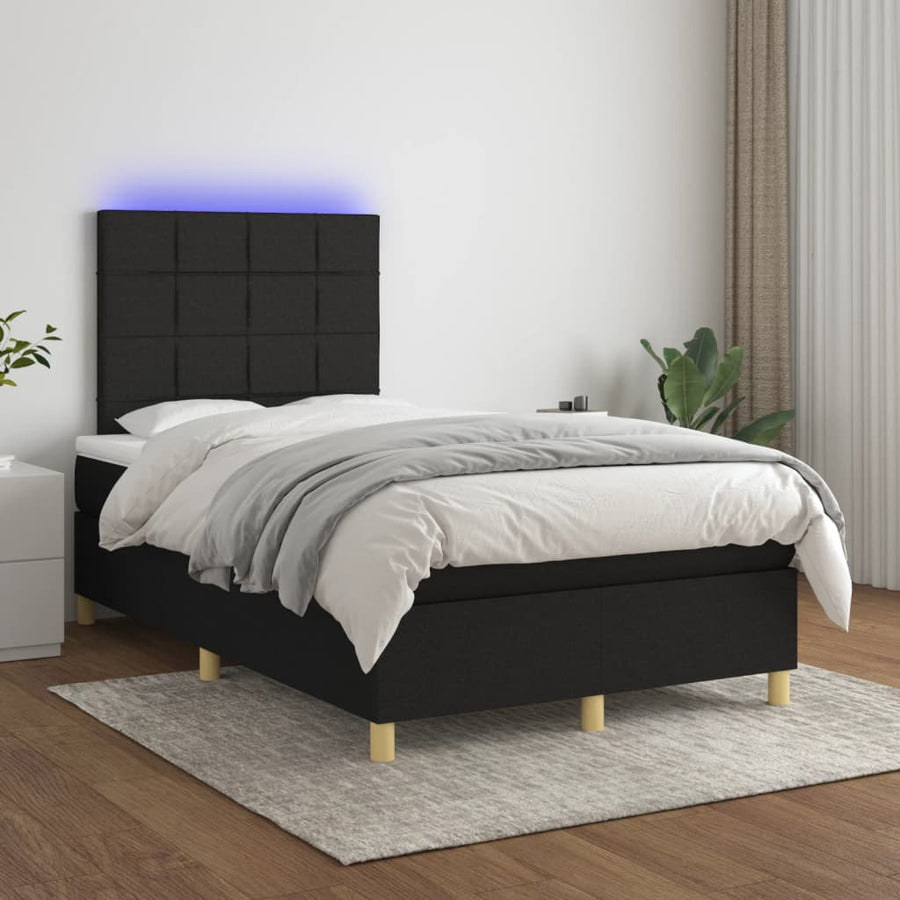 Boxspring met matras en LED stof zwart 120x190 cm 120 x 190 cm Zwart