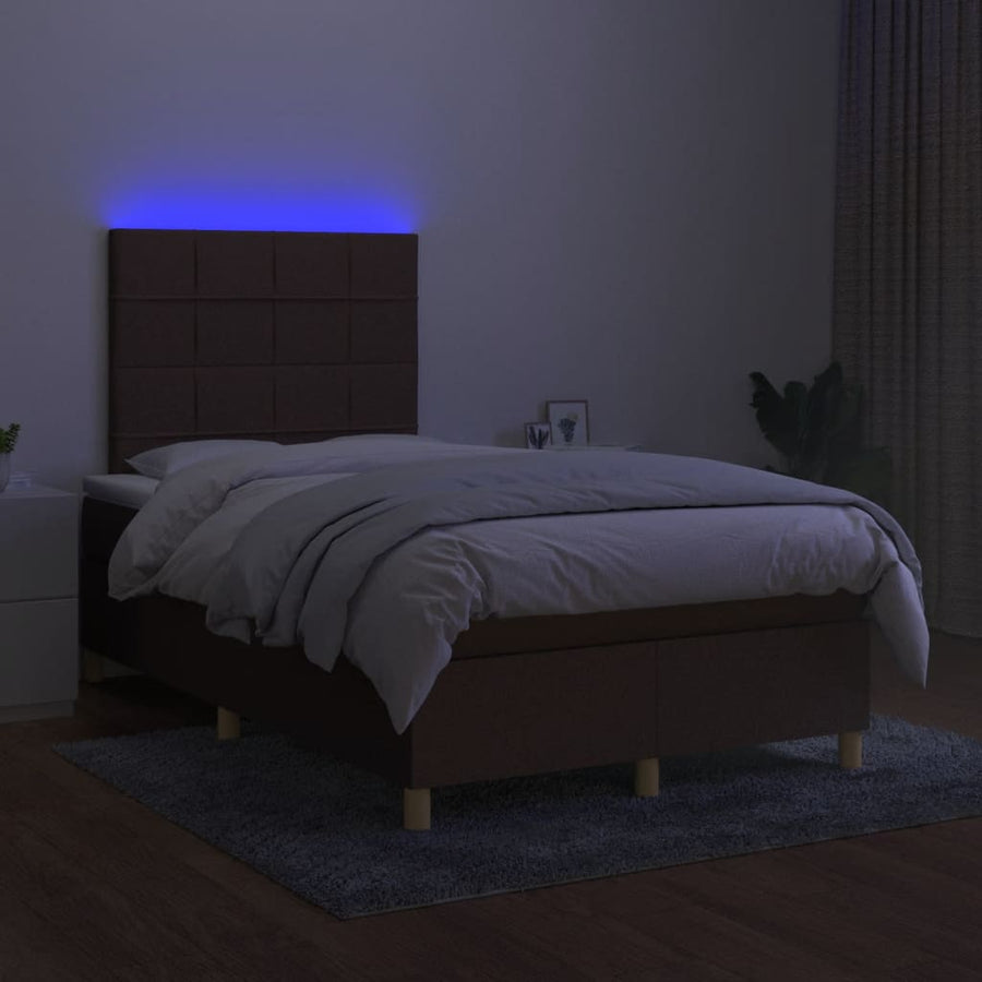 Boxspring met matras en LED stof donkerbruin 120x190 cm 120 x 190 cm Donkerbruin