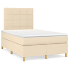 Boxspring met matras en LED stof crèmekleurig 120x190 cm 120 x 190 cm Crème