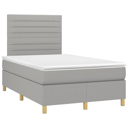 Boxspring met matras en LED stof lichtgrijs 120x190 cm 120 x 190 cm Lichtgrijs