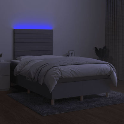 Boxspring met matras en LED stof lichtgrijs 120x190 cm 120 x 190 cm Lichtgrijs