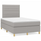 Boxspring met matras en LED stof lichtgrijs 120x190 cm 120 x 190 cm Lichtgrijs