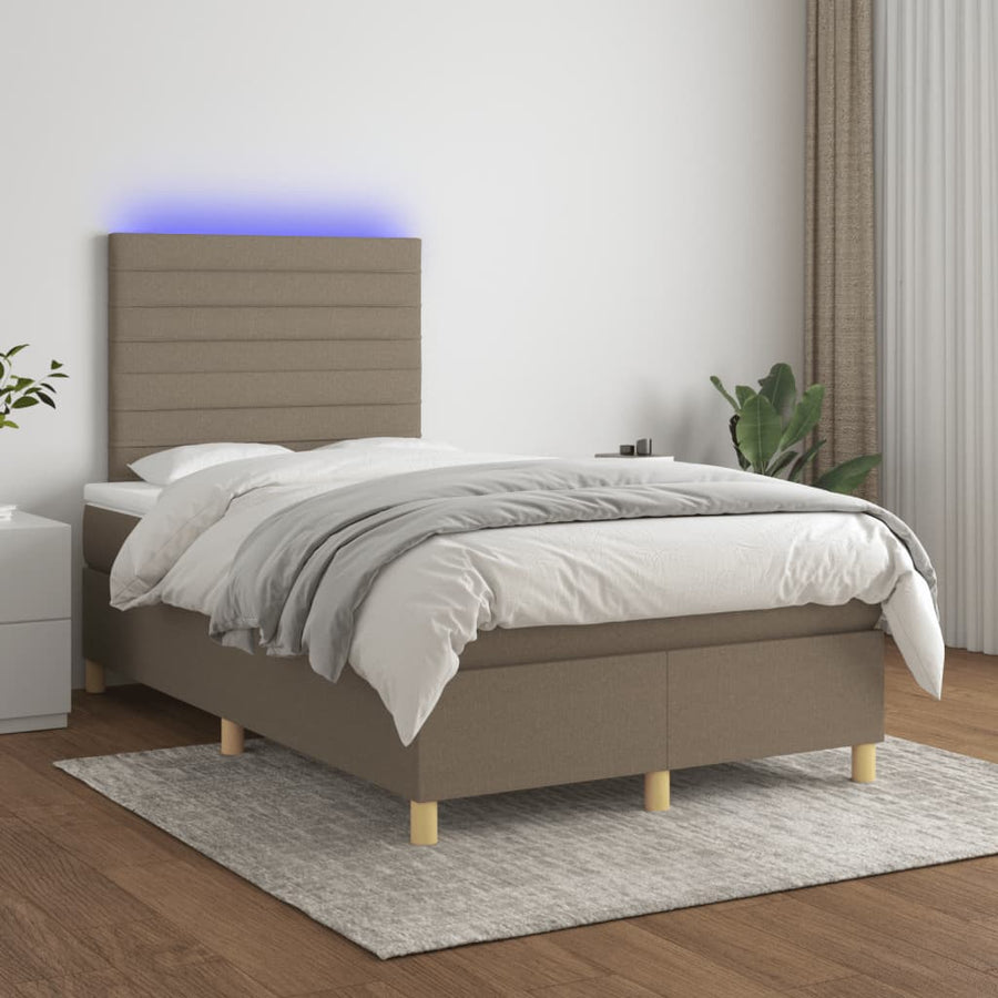 Boxspring met matras en LED stof taupe 120x190 cm 120 x 190 cm Taupe