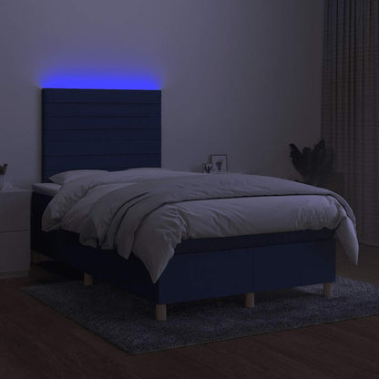 Boxspring Met Matras En Led Stof 120 x 190 cm Blauw