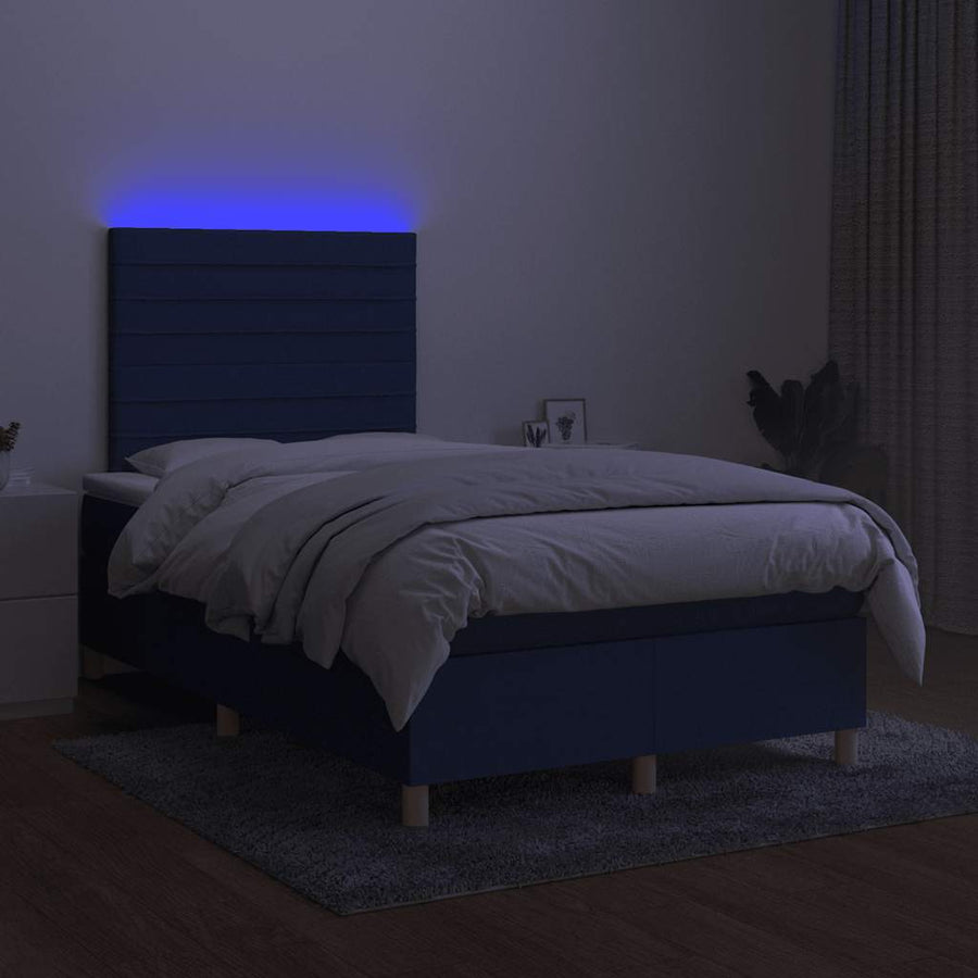 Boxspring Met Matras En Led Stof 120 x 190 cm Blauw