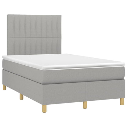 Boxspring met matras en LED stof lichtgrijs 120x190 cm 120 x 190 cm Lichtgrijs
