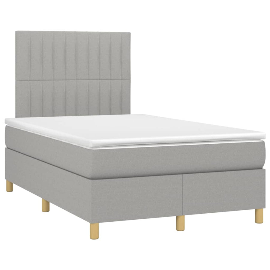 Boxspring met matras en LED stof lichtgrijs 120x190 cm 120 x 190 cm Lichtgrijs