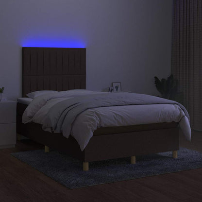 Boxspring Met Matras En Led Stof 120 x 190 cm Donkerbruin