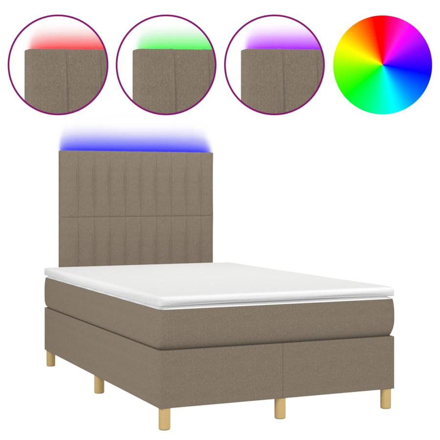 Boxspring met matras en LED stof taupe 120x190 cm 120 x 190 cm Verticale strepen