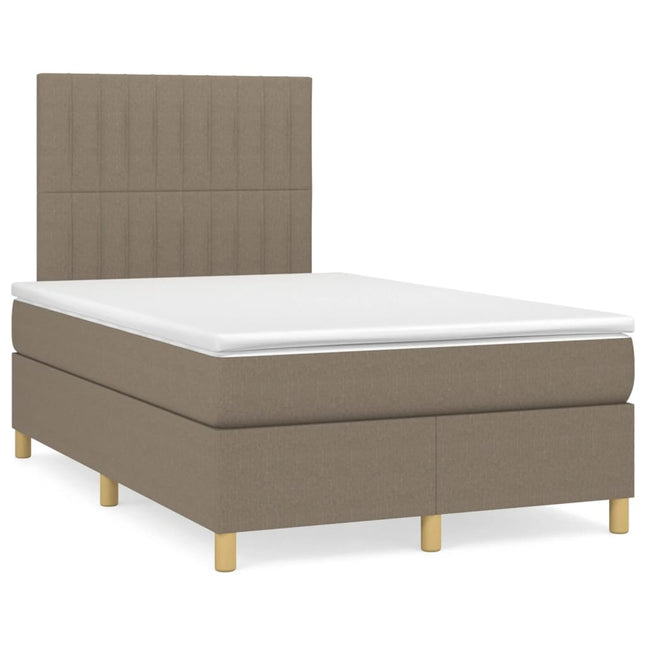 Boxspring met matras en LED stof taupe 120x190 cm 120 x 190 cm Verticale strepen