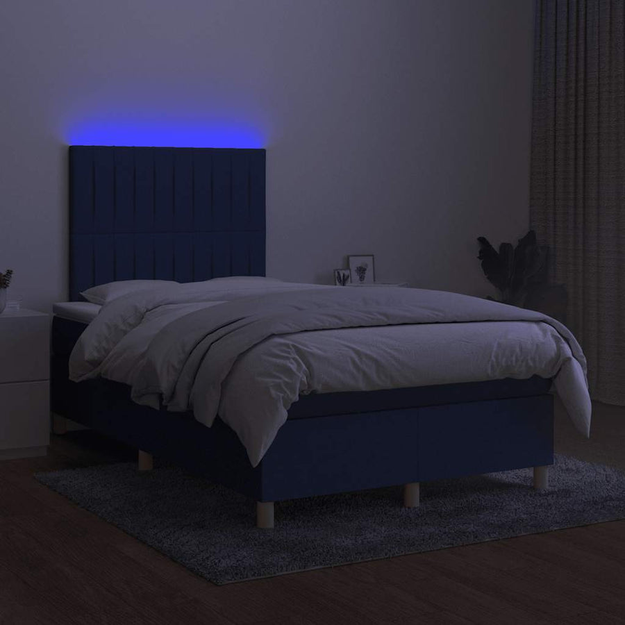 Boxspring Met Matras En Led Stof 120 x 190 cm Blauw