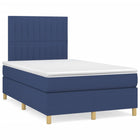 Boxspring met matras en LED stof blauw 120x190 cm 120 x 190 cm Verticale strepen