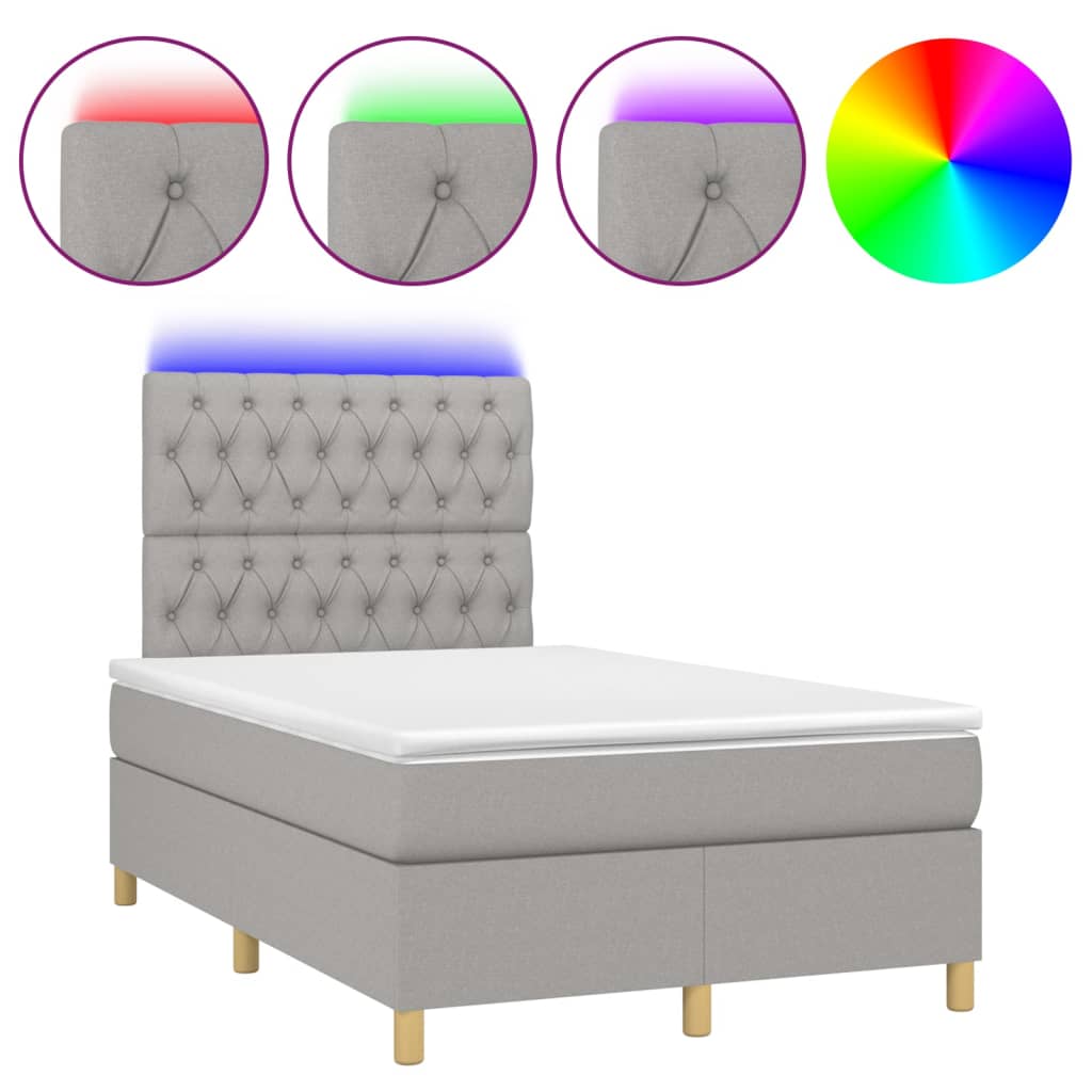 Boxspring met matras en LED stof lichtgrijs 120x190 cm 120 x 190 cm Getuft ontwerp
