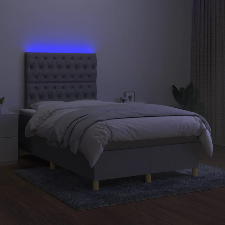 Boxspring met matras en LED stof lichtgrijs 120x190 cm 120 x 190 cm Getuft ontwerp