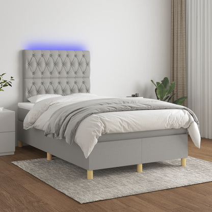 Boxspring met matras en LED stof lichtgrijs 120x190 cm 120 x 190 cm Getuft ontwerp