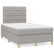 Box spring bed with mattress and LED fabric light gray 120x190 cm