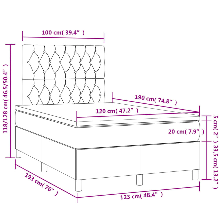 Boxspring met matras en LED stof zwart 120x190 cm 120 x 190 cm Zwart