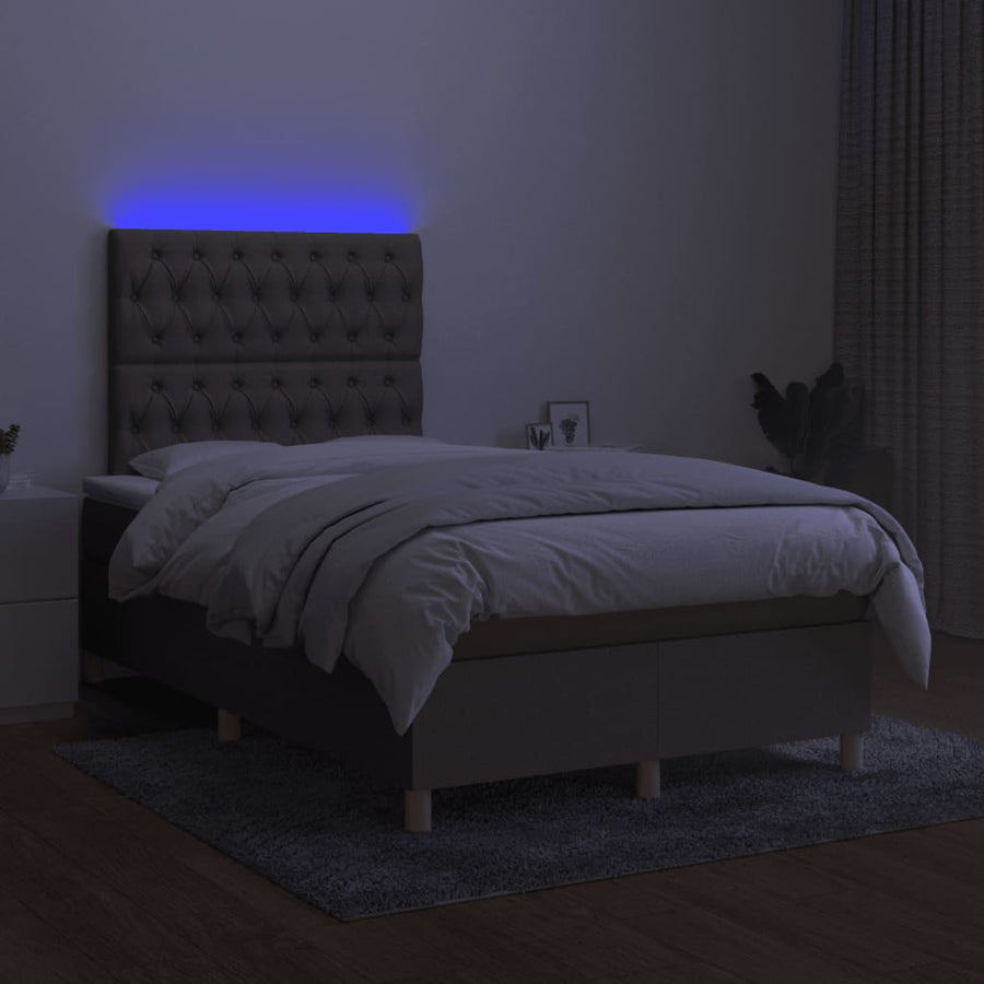 Boxspring met matras en LED stof taupe 120x190 cm 120 x 190 cm Getuft ontwerp