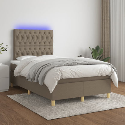 Boxspring met matras en LED stof taupe 120x190 cm 120 x 190 cm Getuft ontwerp