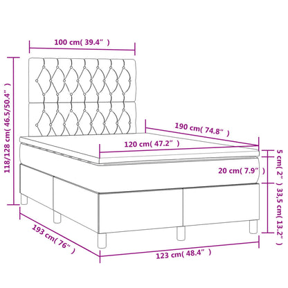 Boxspring met matras en LED stof taupe 120x190 cm 120 x 190 cm Getuft ontwerp