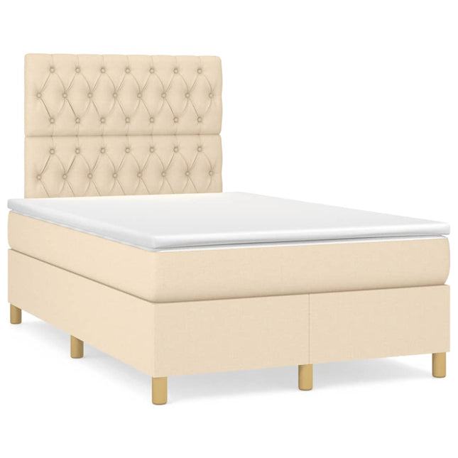 Boxspring met matras en LED stof crèmekleurig 120x190 cm 120 x 190 cm Crème