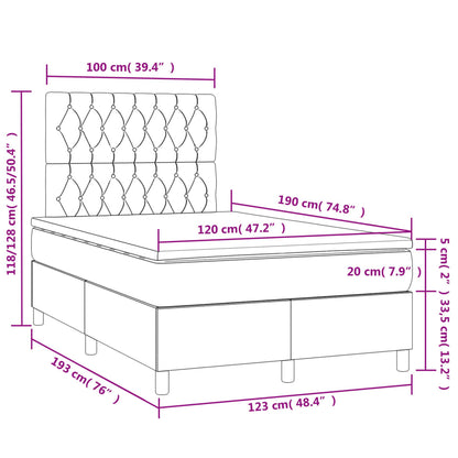 Boxspring met matras en LED stof blauw 120x190 cm 120 x 190 cm Blauw