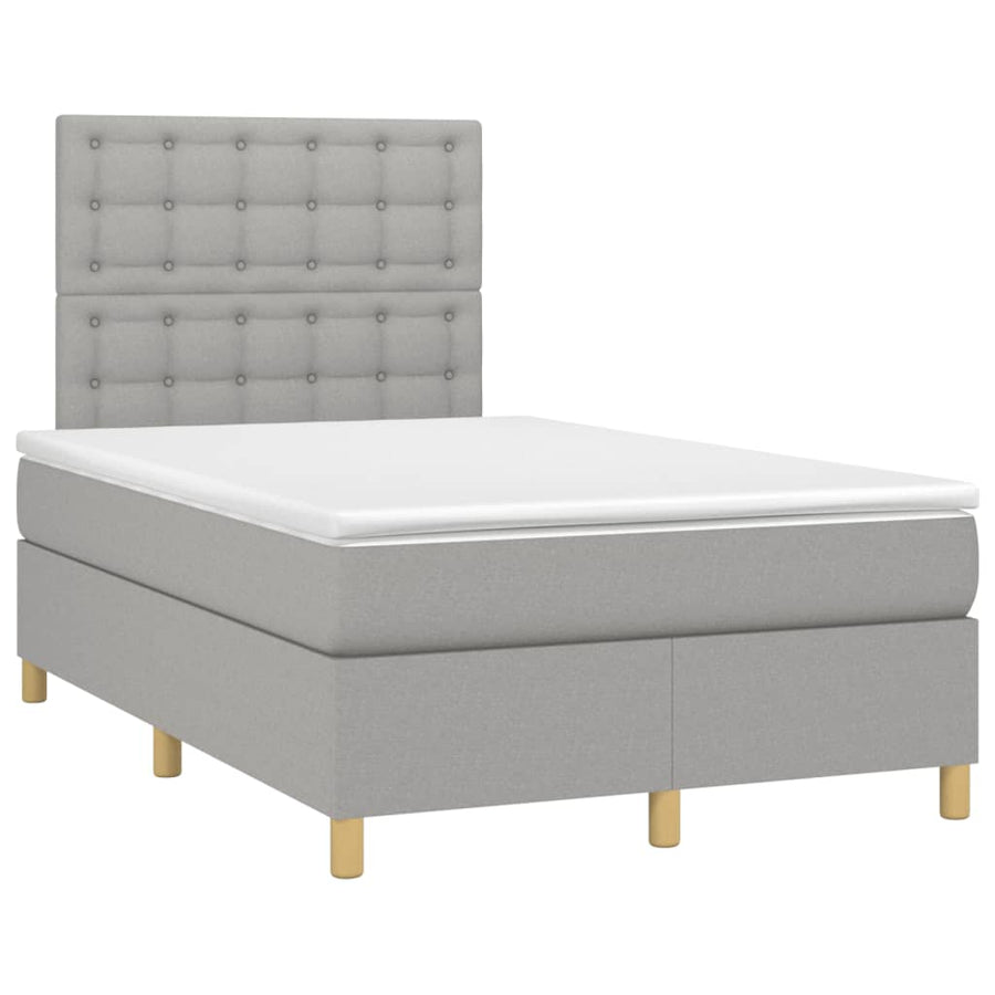 Boxspring met matras en LED stof lichtgrijs 120x190 cm
