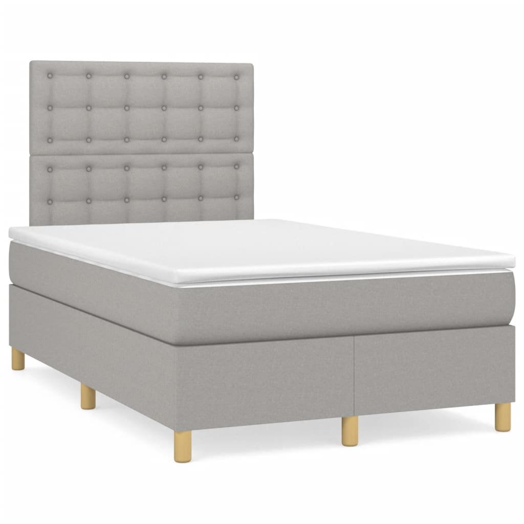 Boxspring met matras en LED stof lichtgrijs 120x190 cm