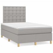 Box spring bed with mattress and LED fabric light gray 120x190 cm