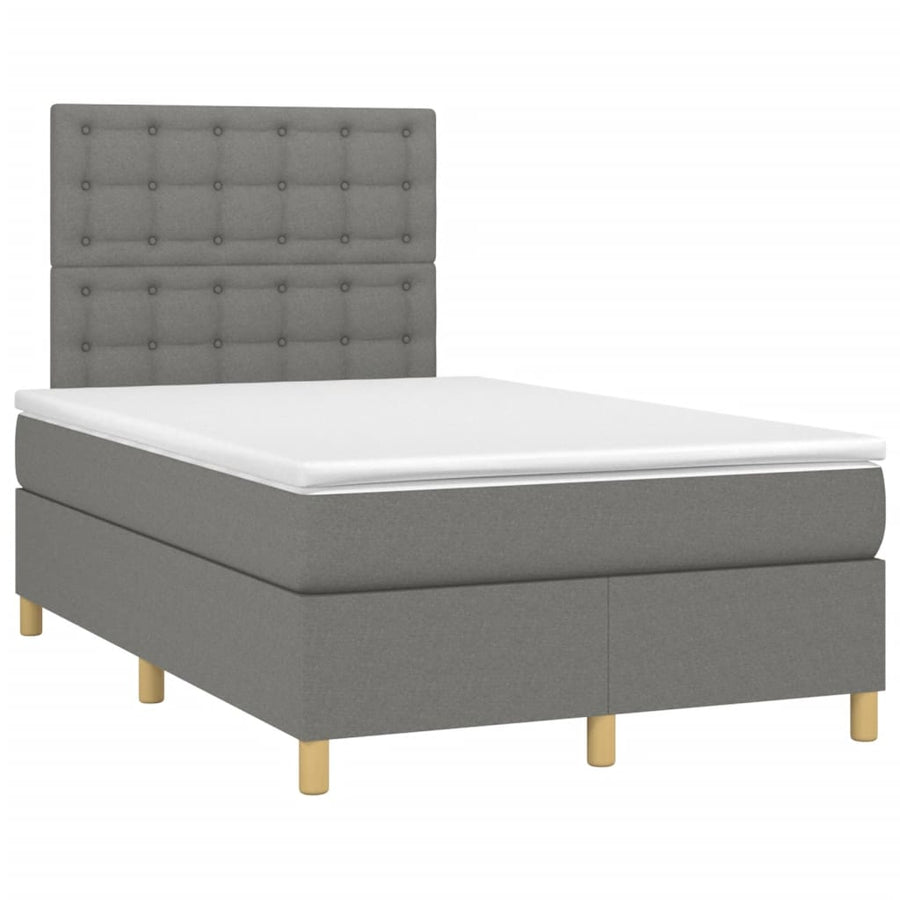 Boxspring met matras en LED stof donkergrijs 120x190 cm