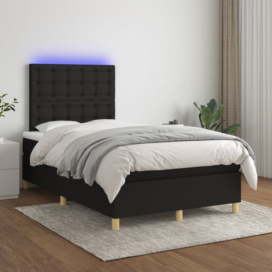Boxspring met matras en LED stof zwart 120x190 cm 120 x 190 cm Zwart