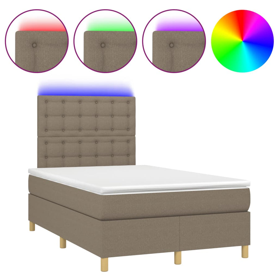 Boxspring met matras en LED stof taupe 120x190 cm