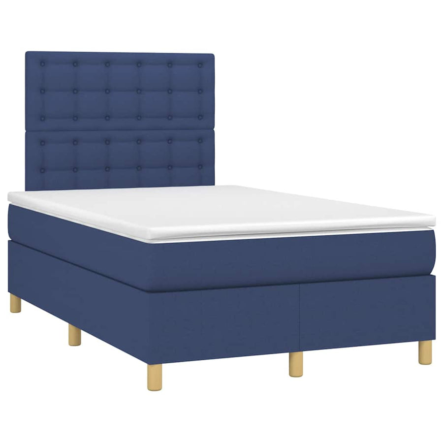 Boxspring Met Matras En Led Stof 120 x 190 cm Blauw