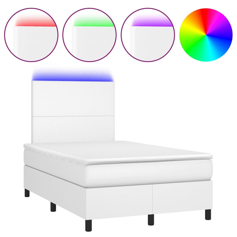 Boxspring met matras en LED kunstleer wit 120x190 cm 120 x 190 cm Wit
