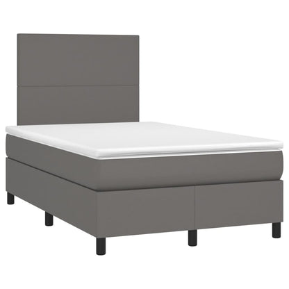 Boxspring met matras en LED kunstleer grijs 120x190 cm 120 x 190 cm Effen ontwerp