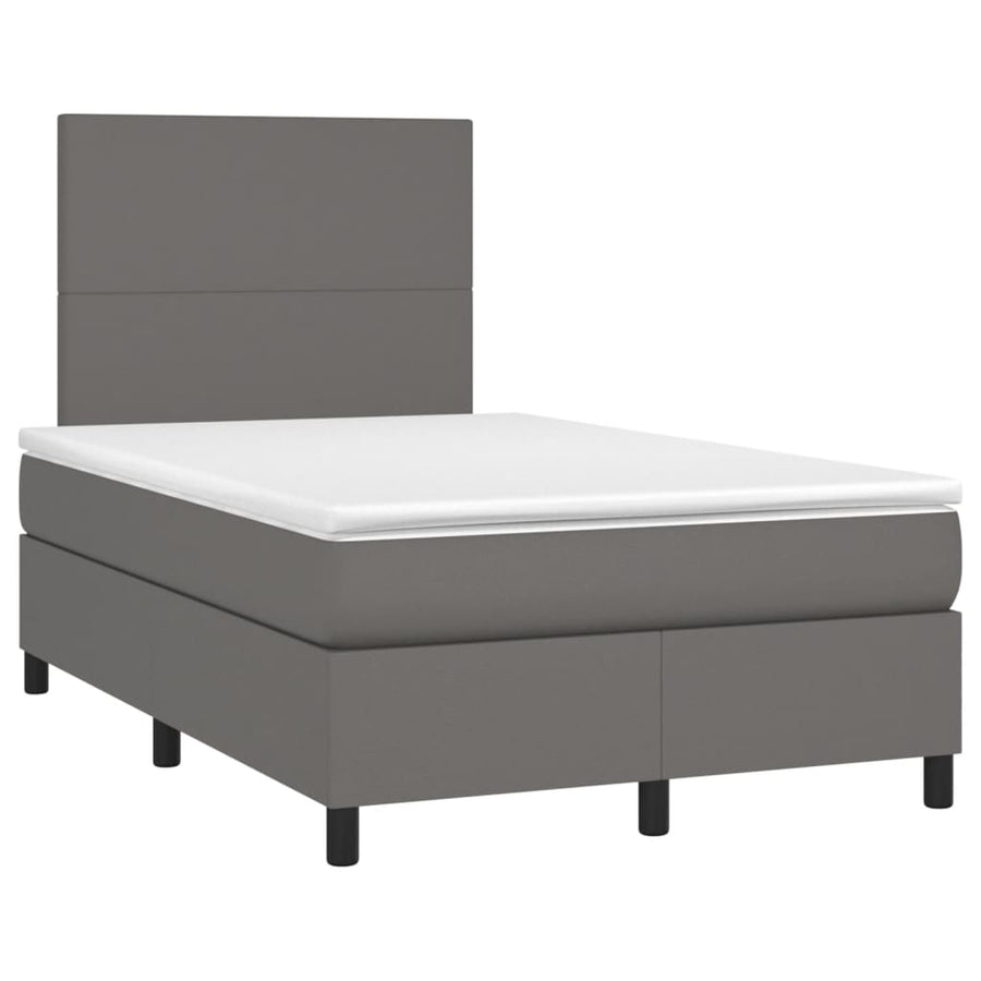 Boxspring met matras en LED kunstleer grijs 120x190 cm 120 x 190 cm Effen ontwerp