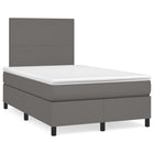 Boxspring met matras en LED kunstleer grijs 120x190 cm 120 x 190 cm Effen ontwerp