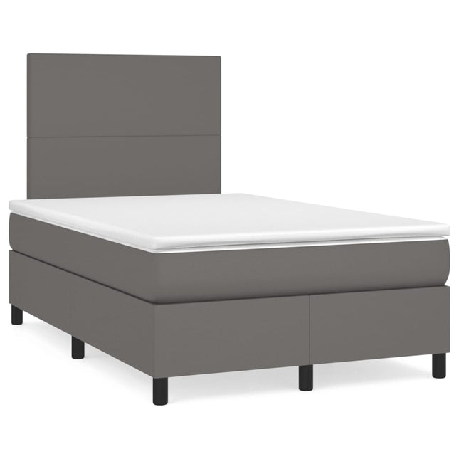 Boxspring met matras en LED kunstleer grijs 120x190 cm 120 x 190 cm Effen ontwerp