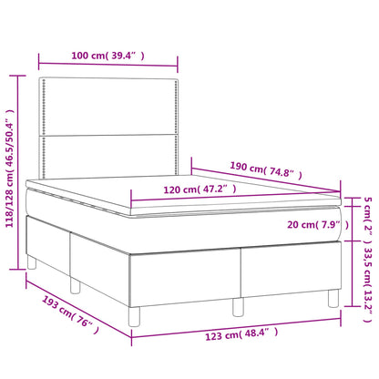 Boxspring met matras en LED kunstleer zwart 120x190 cm 120 x 190 cm Effen met spijkers