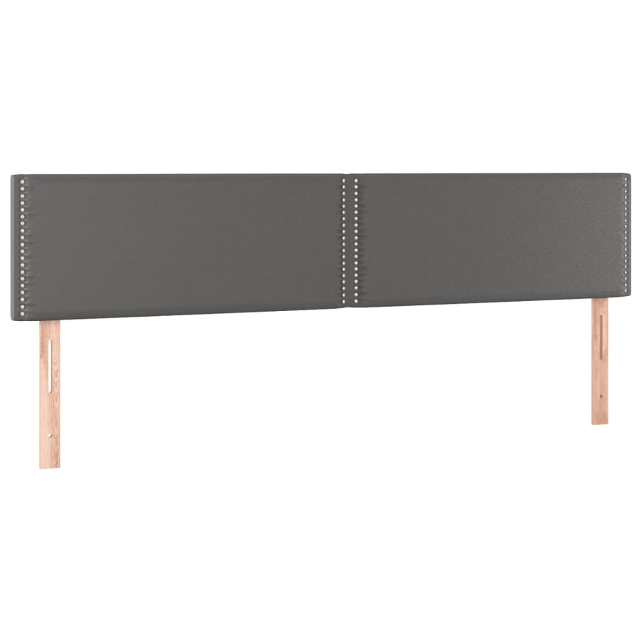 Boxspring met matras en LED kunstleer grijs 120x190 cm 120 x 190 cm Effen met spijkers