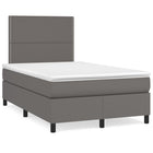 Boxspring met matras en LED kunstleer grijs 120x190 cm 120 x 190 cm Effen met spijkers