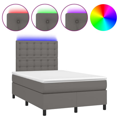 Boxspring met matras en LED kunstleer grijs 120x190 cm 120 x 190 cm Grijs