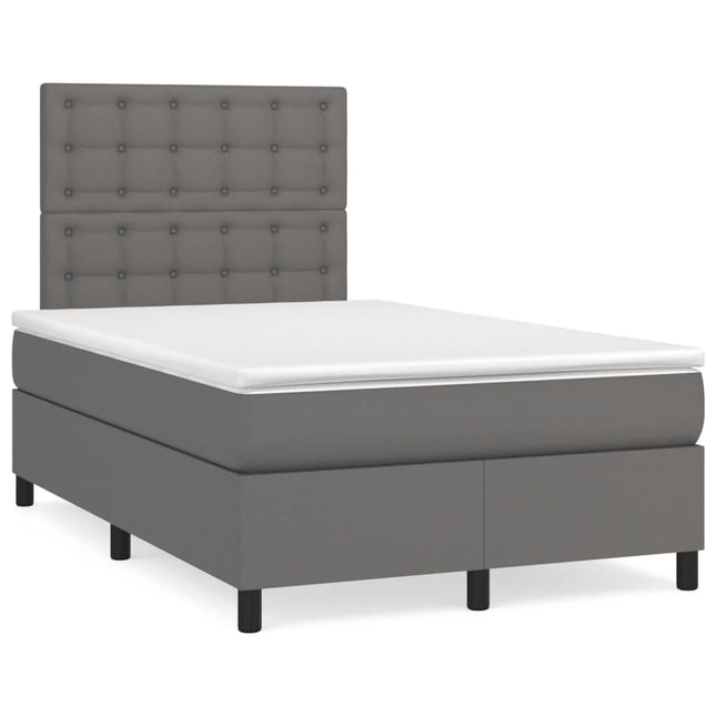 Boxspring met matras en LED kunstleer grijs 120x190 cm 120 x 190 cm Grijs