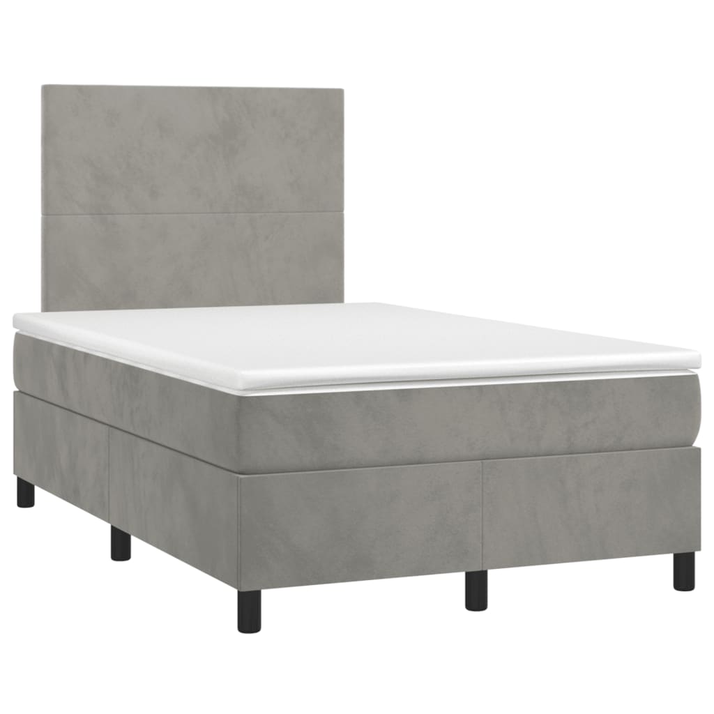 Boxspring met matras en LED fluweel lichtgrijs 120x190 cm 120 x 190 cm Effen ontwerp