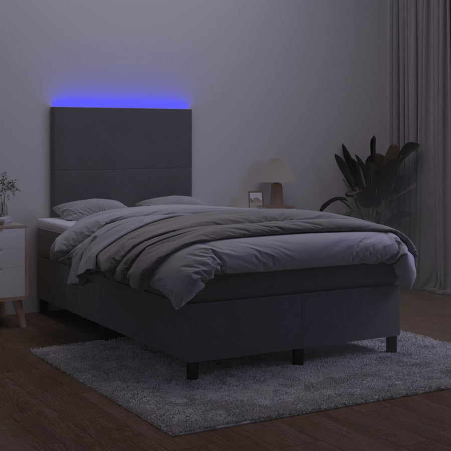 Boxspring met matras en LED fluweel donkergrijs 120x190 cm 120 x 190 cm Effen ontwerp