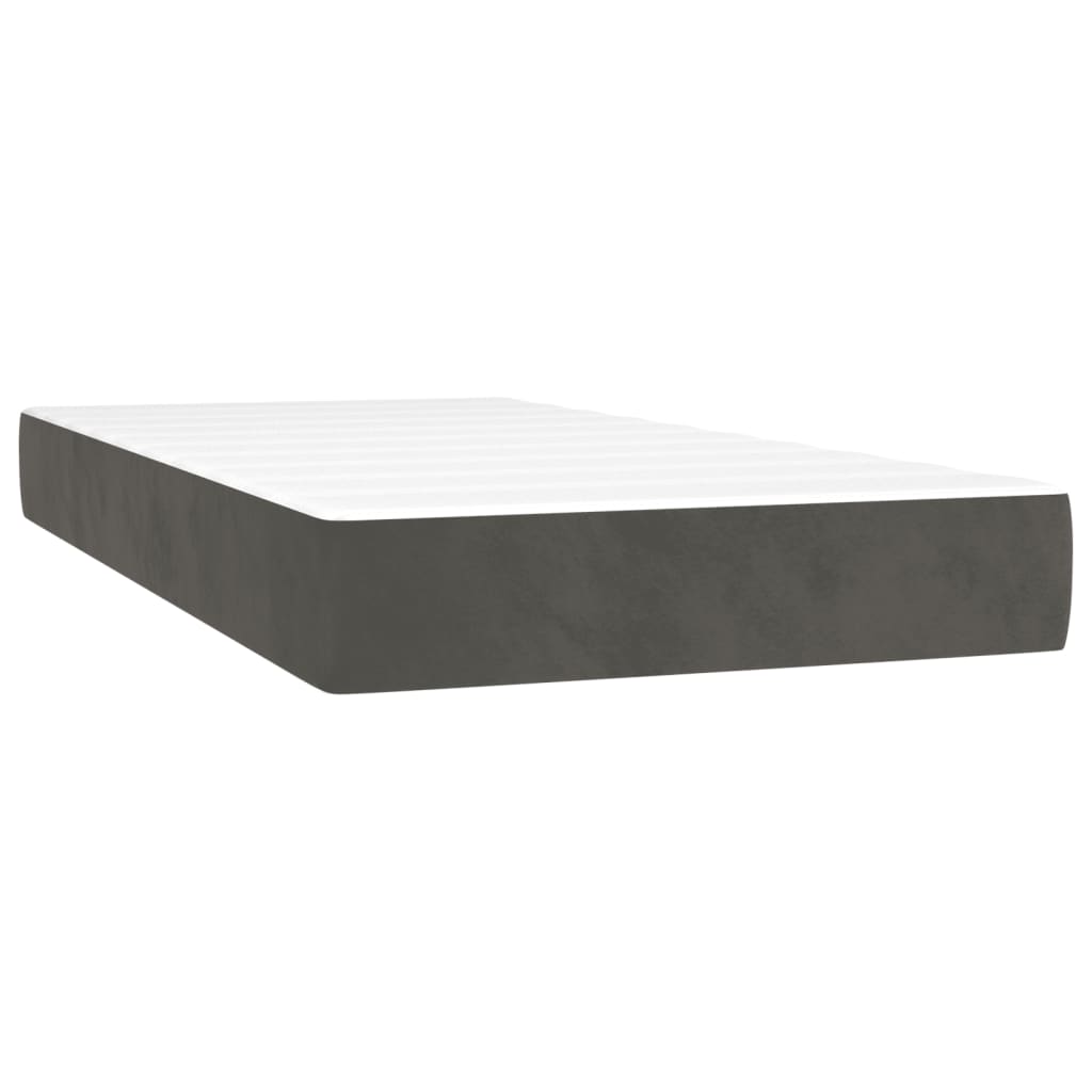 Boxspring met matras en LED fluweel donkergrijs 120x190 cm 120 x 190 cm Effen ontwerp