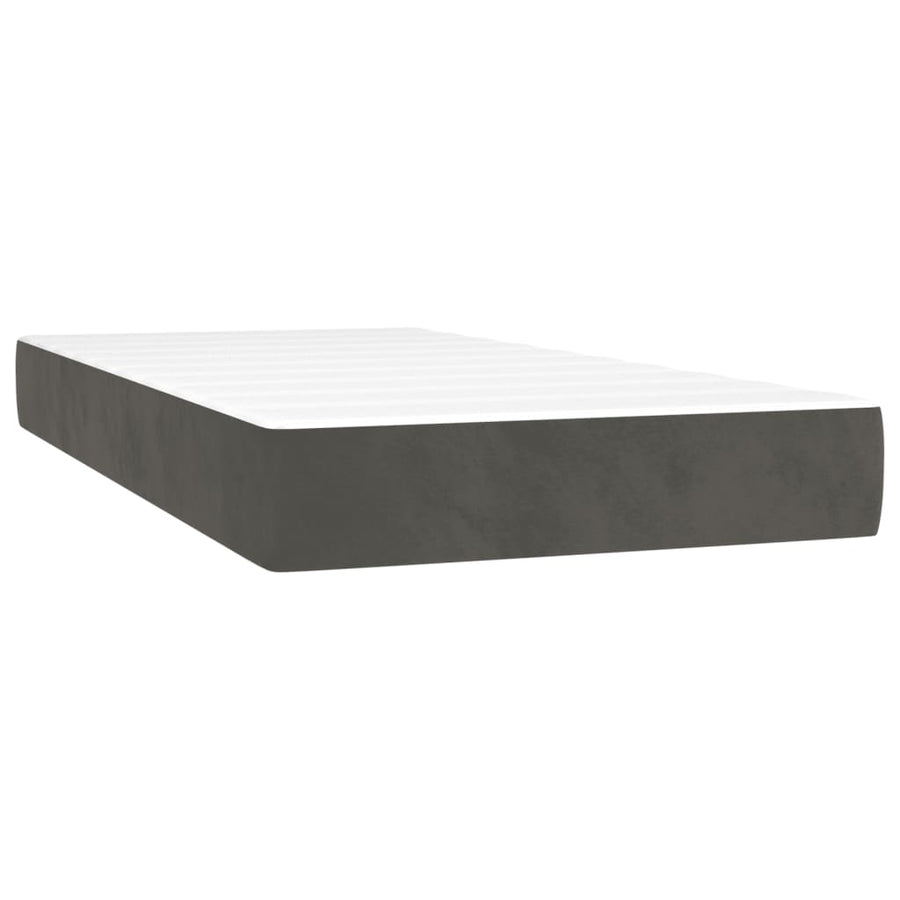 Boxspring met matras en LED fluweel donkergrijs 120x190 cm 120 x 190 cm Effen ontwerp