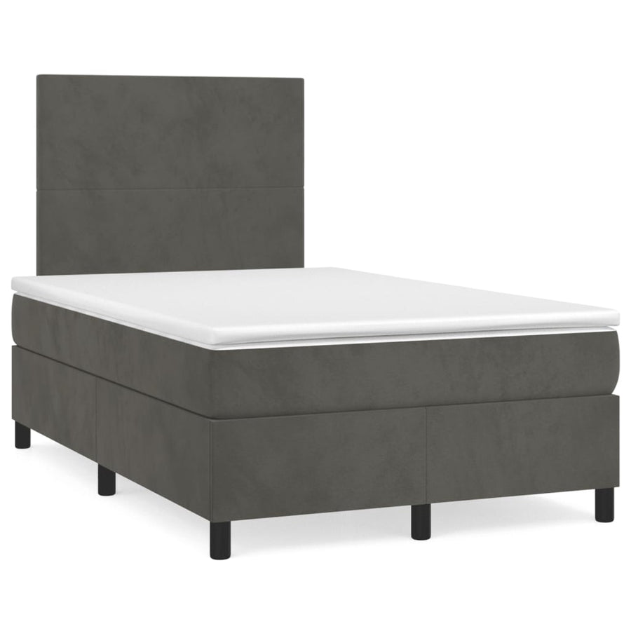 Boxspring met matras en LED fluweel donkergrijs 120x190 cm 120 x 190 cm Effen ontwerp